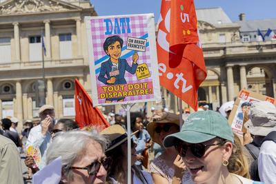 Demonstration to protest against the proposed reform of public broadcasting-stock-photo