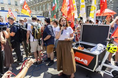 Demonstration to protest against the proposed reform of public broadcasting-stock-photo
