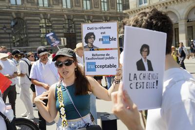 Demonstration to protest against the proposed reform of public broadcasting-stock-photo
