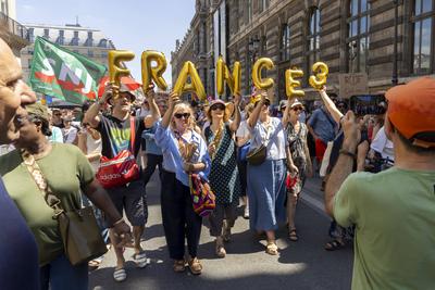 Demonstration to protest against the proposed reform of public broadcasting-stock-photo