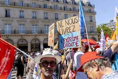 Demonstration to protest against the proposed reform of public broadcasting-stock-photo