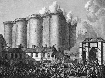 Storming of the Bastille on 14th July 1789 is one of the major events at the beginning of the French Revolution. The Bas-stock-photo