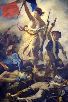 FRA Frankreich Lens 28.10.2013 Ausschnitt aus dem Gemaelde mit dem Titel Le 28 juillet 1830 la Liberte guidant le peuple-stock-foto