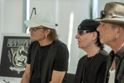 Eigene Briefmarken f?r die deutsche Rock-Formation Scorpions.-stock-foto