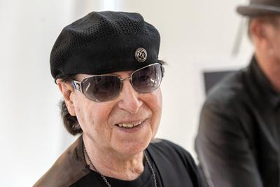 Eigene Briefmarken f?r die deutsche Rock-Formation Scorpions.-stock-foto