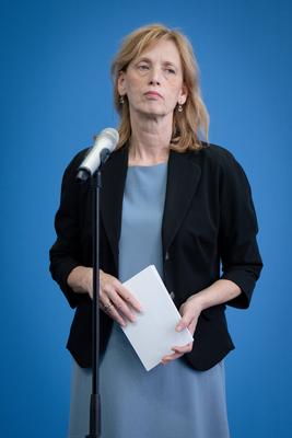 Pressekonferenz, Karin Prien-stock-foto