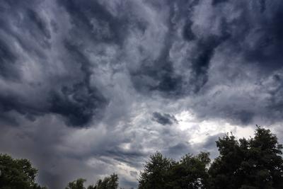 Unwetter nach einer Hitzewelle Vorboten eines Unwetters, die nach einer Hitzewelle mit k?hler und feuchter Luft auf troc-stock-foto