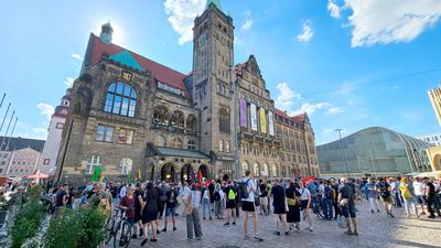 Protest gegen Sellner-stock-foto