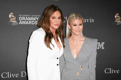 BEVERLY HILLS CA FEBRUARY 09 Caitlyn Jenner and Sophia Hutchins at the Clive Davis Pre Grammy Gal-stock-foto