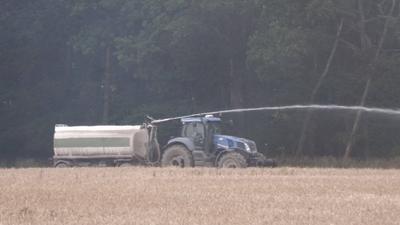 Der Wald brennt in der Chorischen Gohrischheide weiter. Mittlerweile hat Landrat Ralf H?nsel einen Riegel davor geschobe-stock-foto