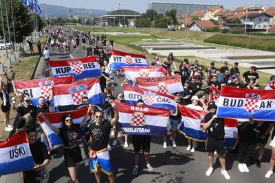 Croatia, Zagreb, 050725. A historic concert by Marko Perkovic Thompson at the Hipodrom, attended by almost half a millio-stock-foto
