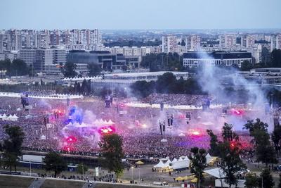 Croatia, Zagreb, 050725. A historic concert by Marko Perkovic Thompson at the Hipodrom, attended by almost half a millio-stock-foto