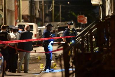 Three people are dead and ten people are injured in a mass shooting on the 1500 block of s. Etting street in philadelphia, pennsylvania-stock-photo