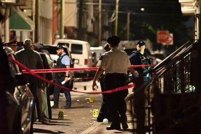 Three people are dead and ten people are injured in a mass shooting on the 1500 block of s. Etting street in philadelphia, pennsylvania-stock-photo