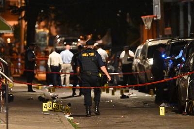 Three people are dead and ten people are injured in a mass shooting on the 1500 block of s. Etting street in philadelphia, pennsylvania-stock-photo