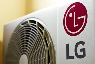 May 4, 2024, Brazil. In this photo illustration, the LG logo is displayed on an air conditioning unit May 4, 2024, Brazi-stock-foto