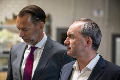Augsburg, Bavaria, Germany - 8 July 2025: The Bavarian Minister of Economic Affairs Hubert Aiwanger (Free Voters) gets a-stock-foto