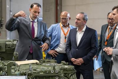 Augsburg, Bavaria, Germany - 8 July 2025: The Bavarian Minister of Economic Affairs Hubert Aiwanger (Free Voters) gets a-stock-foto