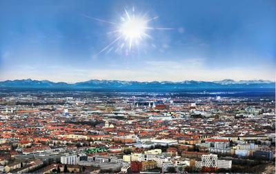 Wetter in Deutschland: Hitze und 40 Grad erwartet. M?nchen, Skyline, Panorama, Innenstadt, Sommer, Sonne Wetter Hitze, H-stock-foto