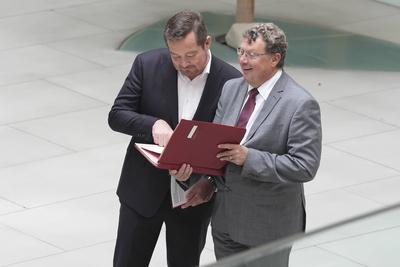 Bundespressekonferenz, Bericht des Polizeibeauftragten des Bundes beim Deutschen Bundestag-stock-foto