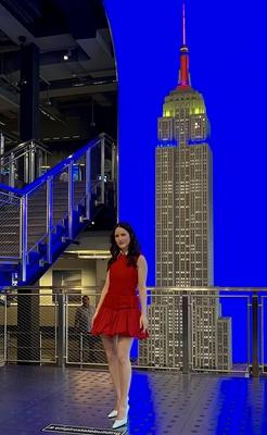 Superman stars lit up empire state building with best friends animal society-stock-foto