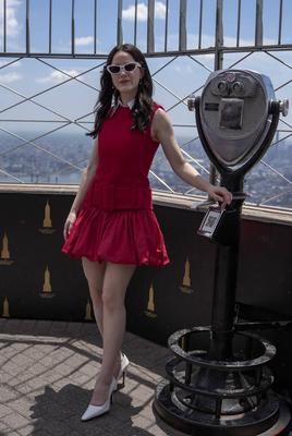 As estrelas do Superman iluminaram o Empire State Building com os melhores amigos da Animal Society-stock-foto