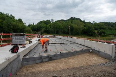 Wiederaufbau der Ahrtalbahn-stock-foto