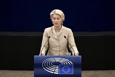 News Bilder des Tages EU-Kommissionspr?sidentin Ursula von der Leyen (CDU) im EU-Parlament in Stra?burg. Stra?burg, 09.1-stock-photo