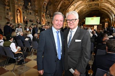 Gerd Rubenbauer / Marcel Reif / Bayerischer Verdienstorden im Antiquarium der Residenz in M?nchen am 9. Juli 2025 *** Ge-stock-foto