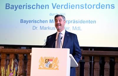 Markus S?der / Bayerischer Verdienstorden im Antiquarium der Residenz in M?nchen am 9. Juli 2025 *** Markus S?der Bavari-stock-foto