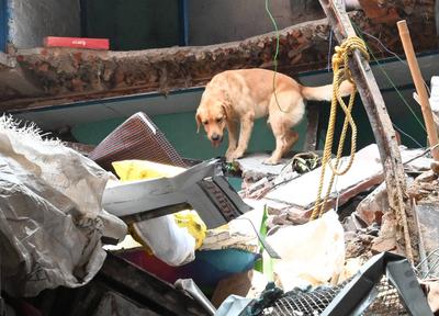 Building Collapses In Welcome Area, People Feared Trapped; Rescue Underway-stock-foto