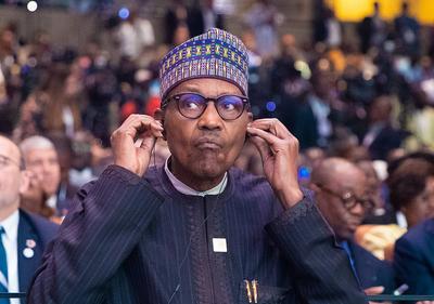 PRESIDENT BUHARI AT THE 2ND DAKAR SUMMIT AB. President Muhammadu Buhari during the 2nd Dakar International Conference on-stock-foto