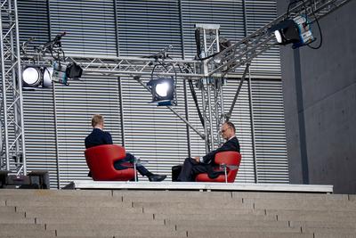 ARD-Hauptstadtstudio, Sommerinterview, Bundeskanzler Friedrich Merz-stock-foto