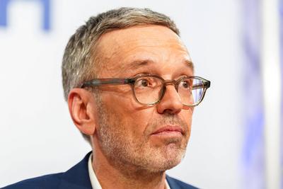 Herbert Kickl, FP?, Bundesparteiobmann, Freiheitliche Partei ?sterreichs, ehemaliger Innenminister, Patriotismus, Asylpo-stock-foto
