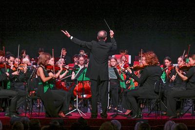 2025 - Konzert des Jugendorchesters "Upper Austrian Sinfonietta", unter der Leitung und dem Dirigat von Peter Aigner, im Stadttheater Gmunden, im Rahmen der Salzkammergut Festwochen Gmunden, am 13.07.2025.-stock-foto