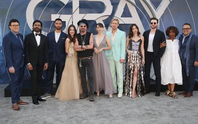 HOLLYWOOD, CA - JULY 13: Dhanush, Reg? -Jean Page, Julia Butters, Billy Bob Thornton, Jessica Henwick, Ryan Gosling, Ana-stock-photo