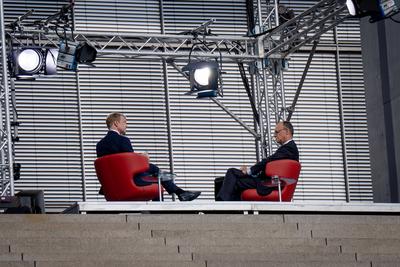 ARD-Hauptstadtstudio, Sommerinterview, Bundeskanzler Friedrich Merz-stock-foto