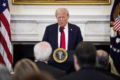 US President Donald Trump participates in the White House Faith Office Luncheon - Washington-stock-foto
