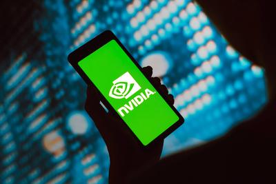 February 17, 2024, Brazil. In this photo illustration, the Nvidia Corporation logo is displayed on a smartphone screen.-stock-foto