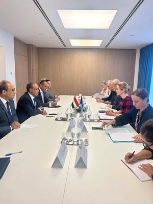 Egyptian Minister of Foreign Affairs and Immigration, Badr Abdel Aty, meets with members of the North Atlantic Treaty Organization (NATO) Council-stock-photo