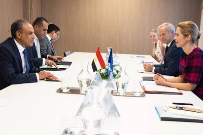 Egyptian Minister of Foreign Affairs and Immigration, Badr Abdel Aty, meets with members of the North Atlantic Treaty Organization (NATO) Council-stock-photo