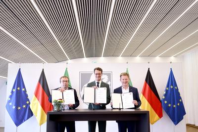 Oliver Krischer, Hendrik W?st und Richard Lutz-stock-foto