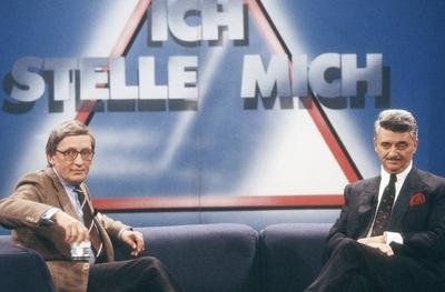 Josef von Ferenczy re mit Claus Hinrich Casdorff in Ich stelle mich WDR 06 86 Mann Medien TV-stock-photo