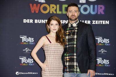 Anna Kendrick und Justin Timberlake beim Photocall zum Kinofilm Trolls World Tour im Waldorf Astoria Hotel. Berlin, 17.-stock-foto