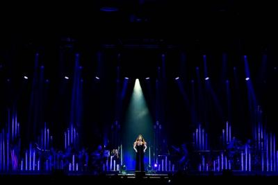 HOLLYWOOD FL - FEBRUARY 20: Sarah Brightman performs during her Hymn World Tour at the Hard Rock Events Center held at-stock-foto