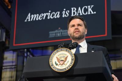 Vice president of the united states jd vance speaks on the ?one big beautiful bill? at don?s machine shop in west pittston, pennsylvania-stock-photo