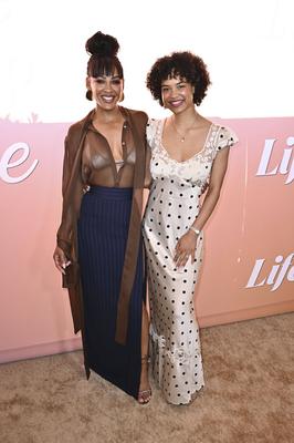 Meagan Good, Hana Destiny Huggins-stock-foto
