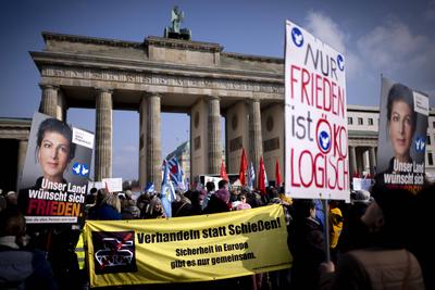 Friedensdemonstration-stock-foto