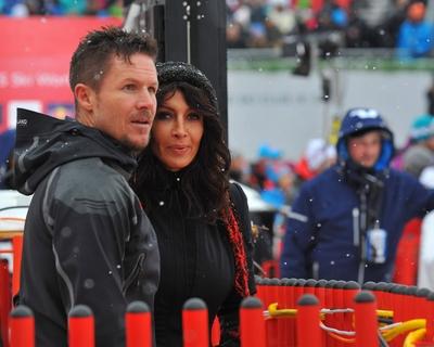 Felix Baumgartner Mihaela Schwartzenberg 75 Hahnenkammrenen Abfahrt am 24 01 2015 Streif-stock-foto