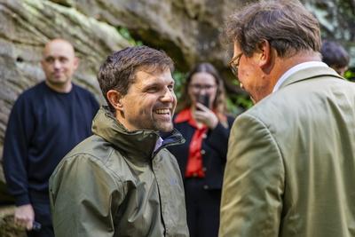 Pressetermin zur Wiedereröffnung der Edmundsklamm im Nationalpark Böhmische Schweiz-stock-foto